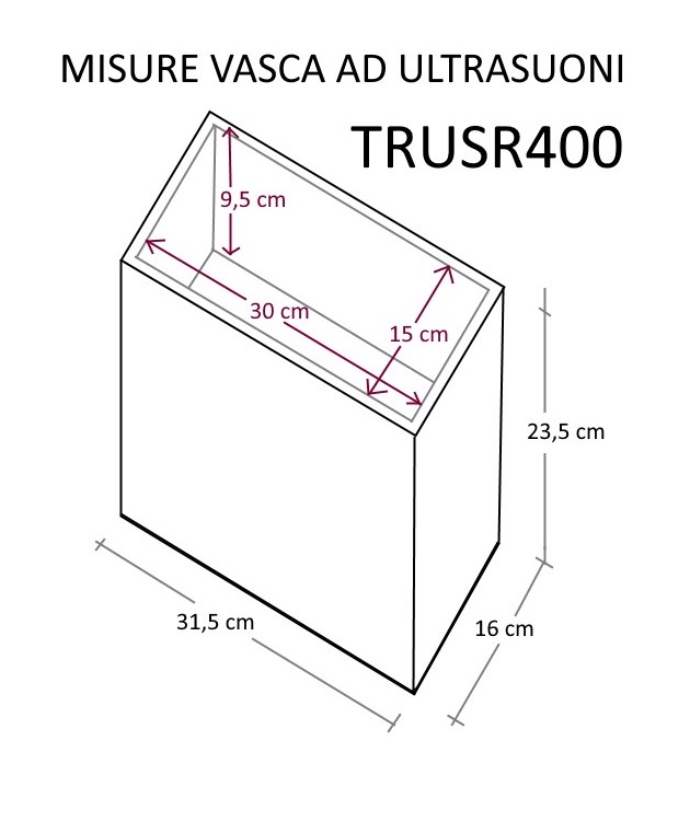 TRUSR400 misure lavatrice PULITORE ULTRASUONI